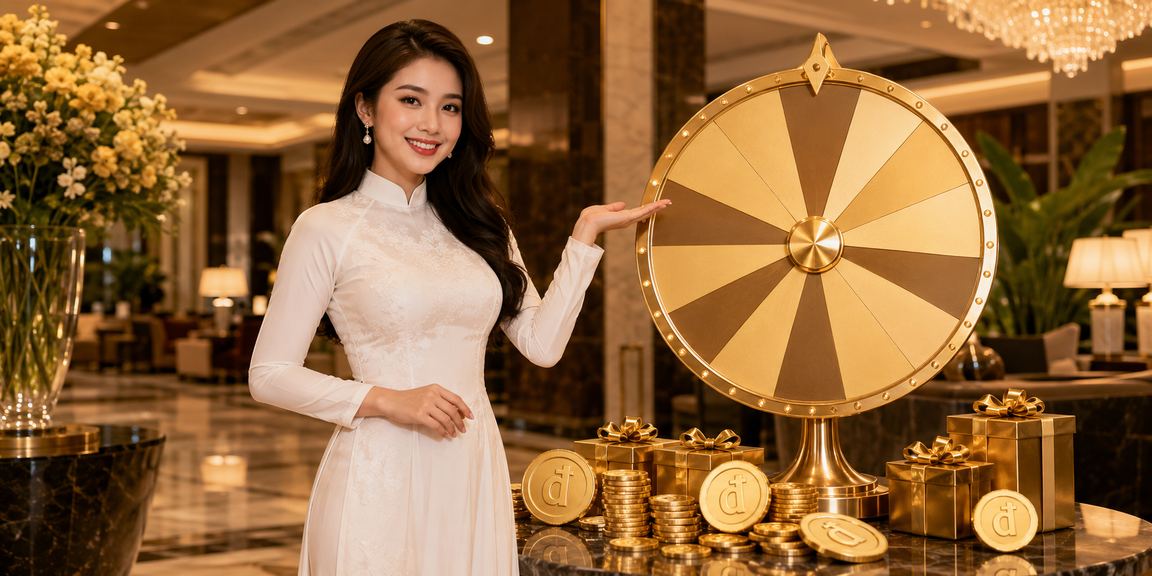 Người phụ nữ mặc áo dài chơi roulette trực tuyến với phong cảnh Vịnh Hạ Long làm nền