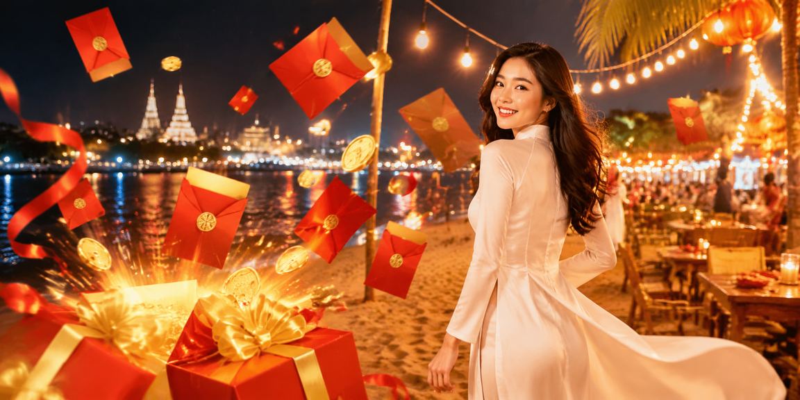 Người dùng vùng Mekong nhận thưởng đỏ và khám phá trò chơi casino trực tuyến trong trang phục áo dài